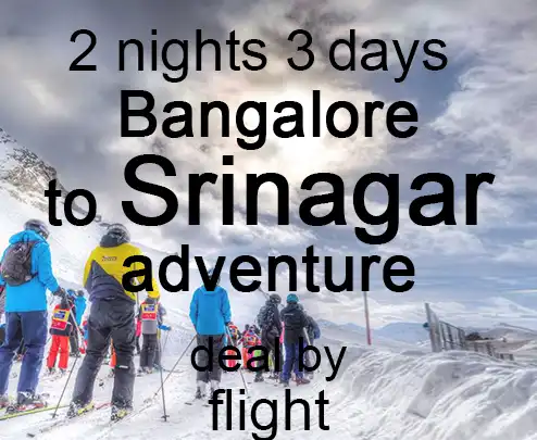 2 nights 3 days bangalore to srinagar adventure deal by flight