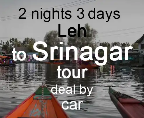 2 nights 3 days leh to srinagar tour deal by car