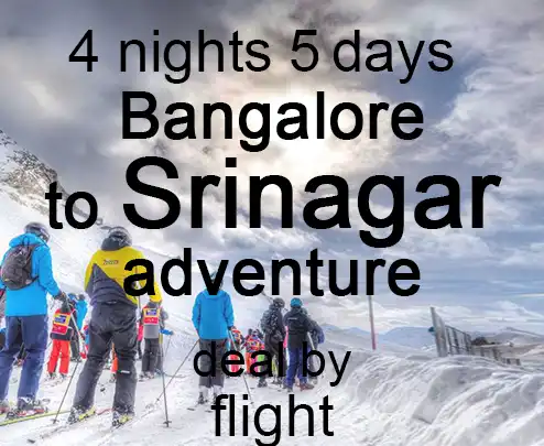 4 nights 5 days bangalore to srinagar adventure deal by flight